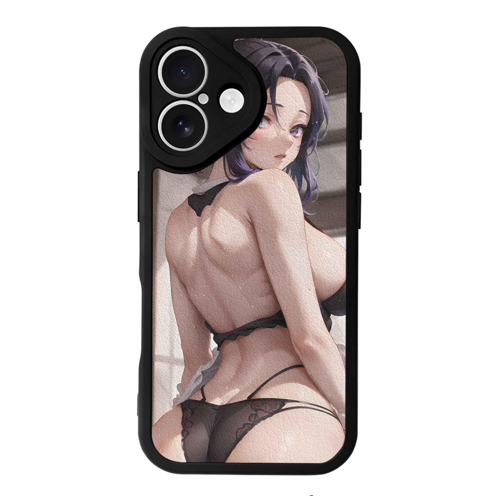 （画像用） 鬼滅の刃（きめつのやいば）蟲柱-胡蝶 しのぶ／こちょう しのぶ Kochou Shinobu 【iPhone 16シリーズ対応】シリコンスマホケース（レザー調） 材質：シリコン